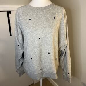Gap Women’s Grey Star Sweatshirt Crew Neck Long Sleeve Soft Cozy Size Large